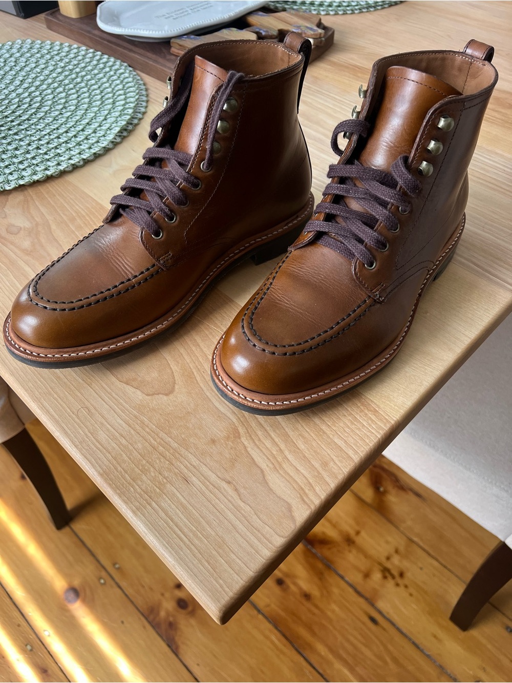 J. Crew Men's Tan-Brown Leather MocToe Kenton Pacer Boots size 8
